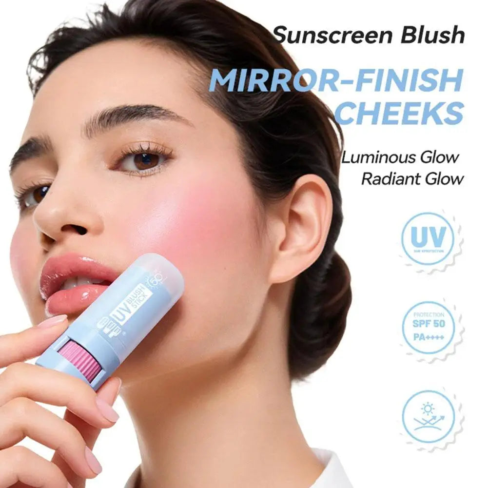 Matte Blush Stick with Natural Satin Finish Offers 5 Color Shades Moderate Coverage Long-lasting Nourishing Skin Care Makeup