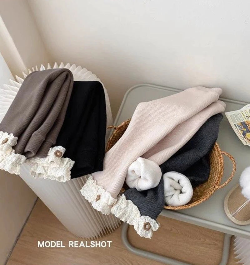 Baby Girls Pants Kids Lace Cute Simplicity Tight Trousers Spring Autumn Winter 1-6 Years Old Winter Children Leggings Trousers