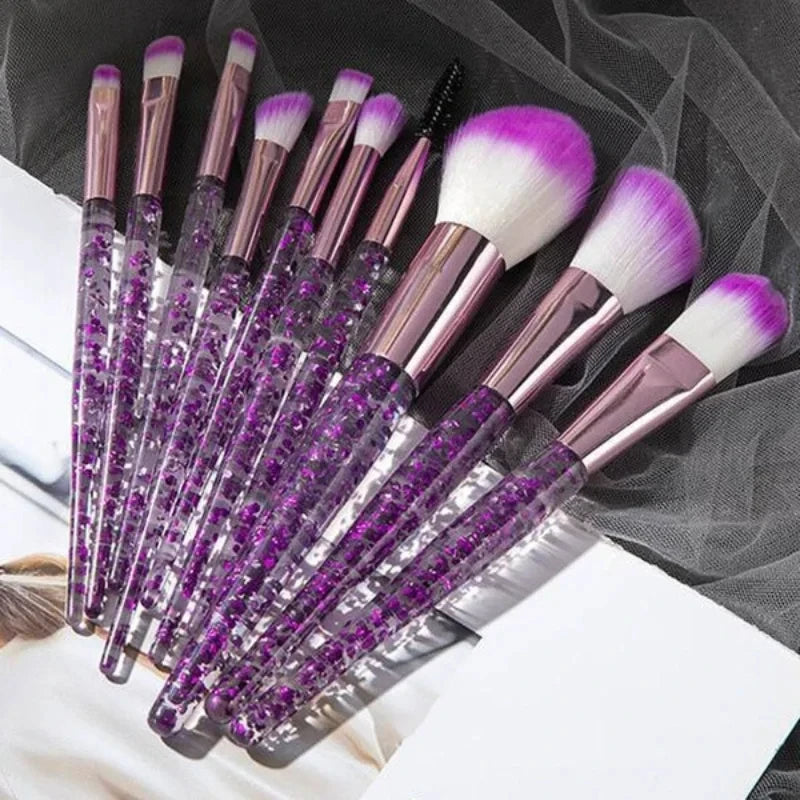 10PCS Makeup Brushes Set Eyeshadow Brush Angled Eyeliner Brush Fan Lash Brush Loose Powder Brush Makeup Tools