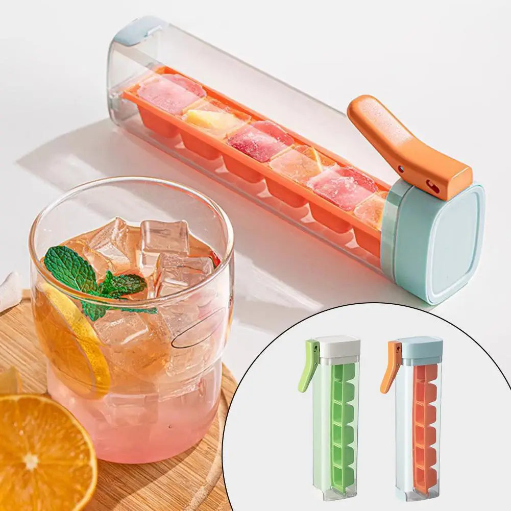 Food Grade Silicone Ice Cube Mold with One‑Press Storage Box Whiskey Ice Cube Maker for Home Bar Kitchen Tools