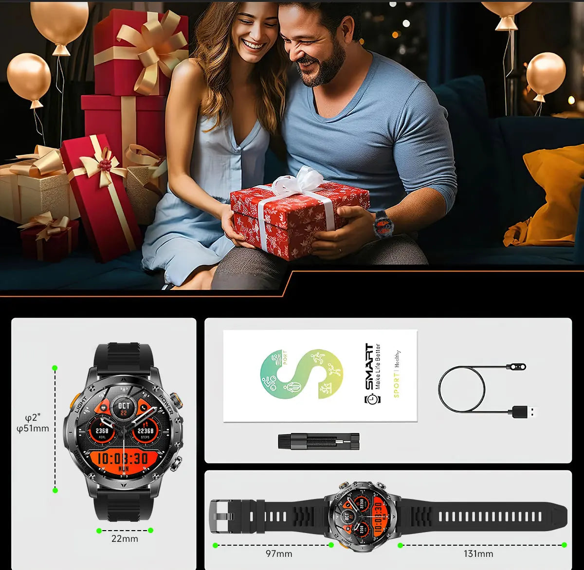 New Smart Watch For Men 1000Mah Battery Fitness Tracking Sport Waterproof Clock Smart Bracelet Men Military High-end custom dial
