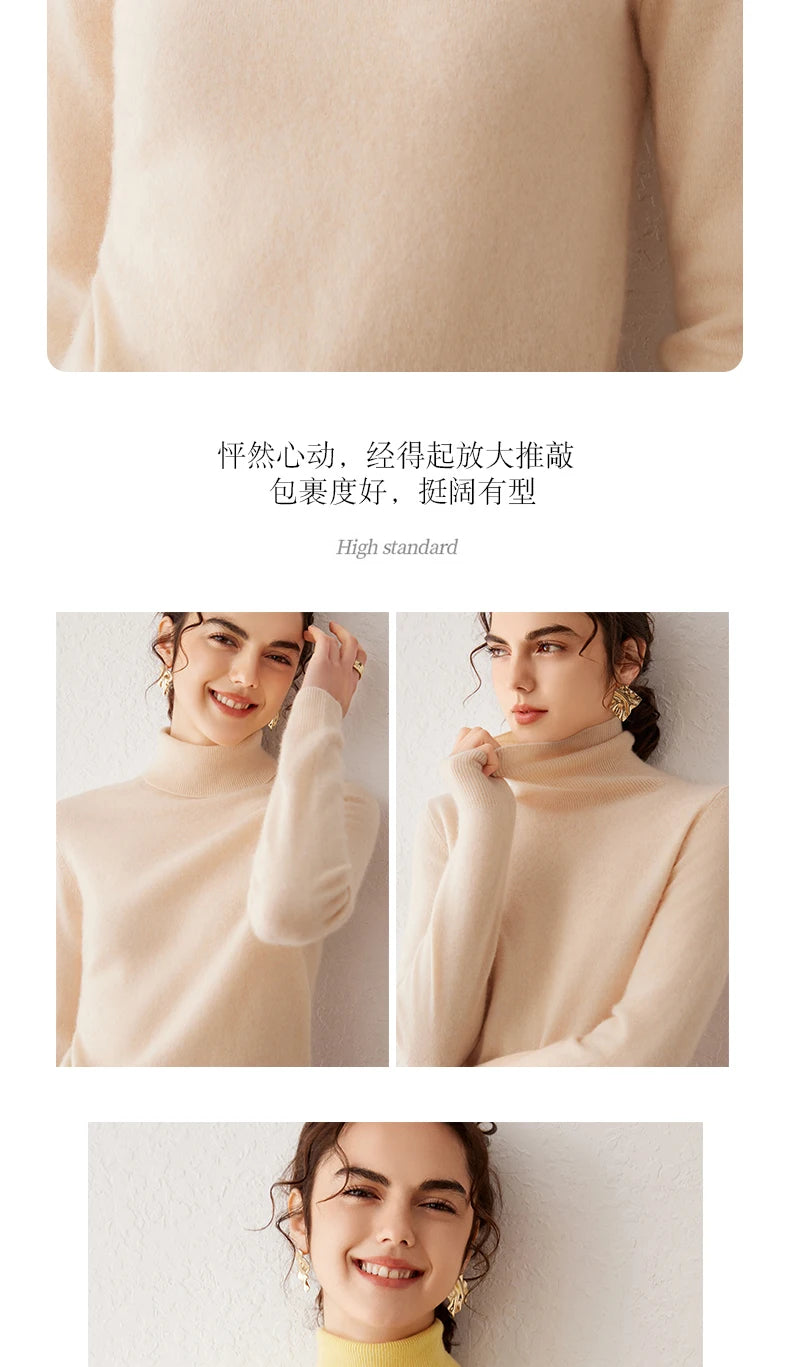 Ladies Sweater Cashmere Sweater Women Wool Turtleneck Knitwears 100% Cashmere Tops Long Sleeve Pullovers Jumpers Female Clothing