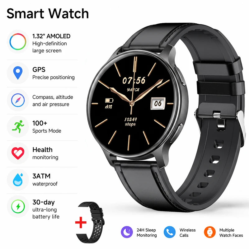 2026 New Smart Watch for Men 3ATM Waterproof 100+Sports Mode GPS Fitness Tracker Heart Rate SpO2 Wireless Call Smartwatch IOS