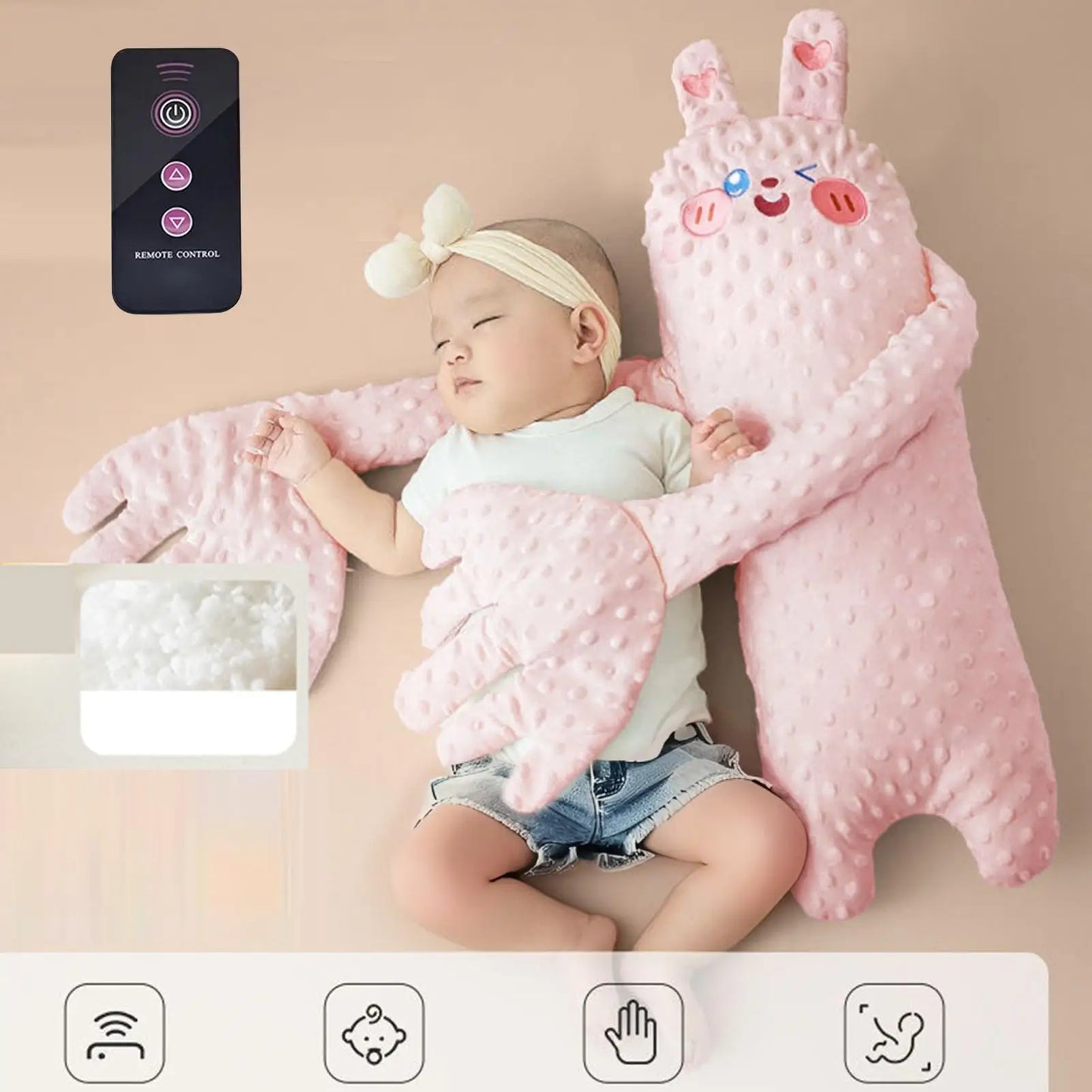 Baby Sleeping Patting Pillow with Soothing Palm Remote Control Electric Baby Hand Pillow Soothing Doll Palm Patting for Toddler