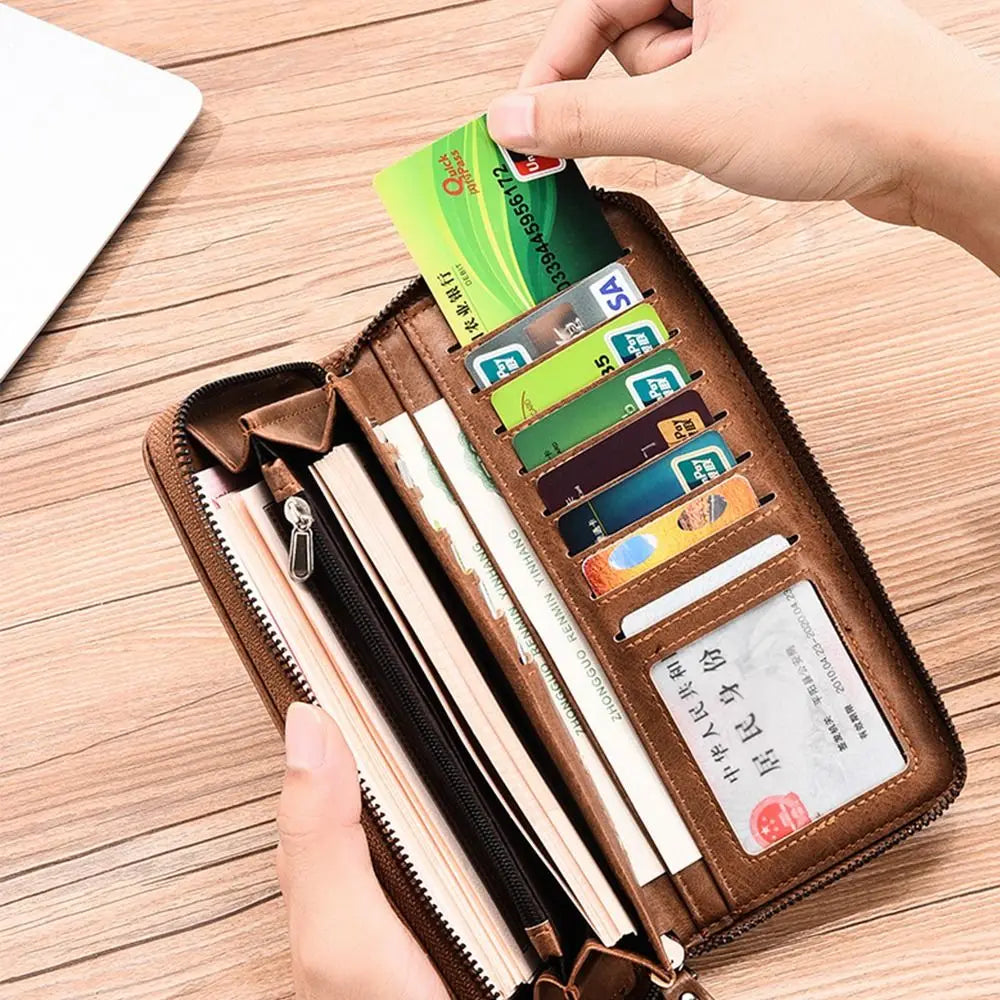 Simple Purse Long Zipper Wallet Large Capacity Card Brand Business Clutch Bag Coin Purse ID Card Holder Men