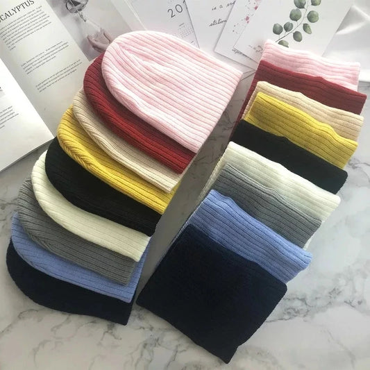 Otoño Invierno gorro tejido para bebé bufanda 2 uds conjunto gorro para niños Color caramelo sólido gorro para niños pequeños para niños niñas