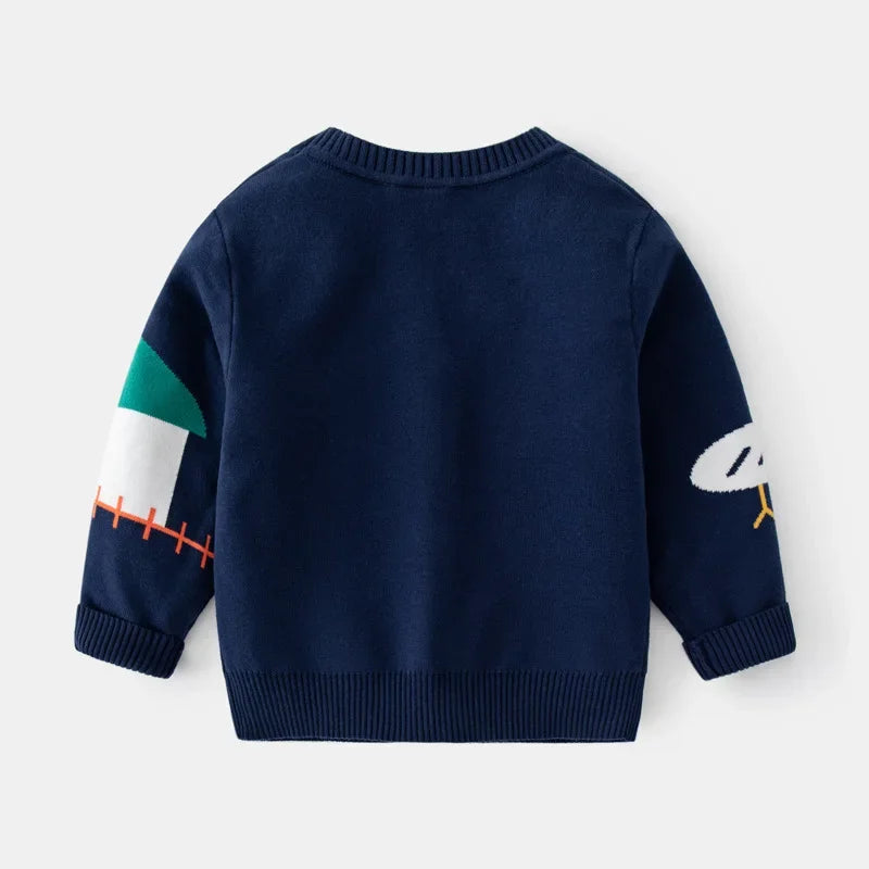 Ropa de invierno para niños y niñas, suéter infantil bonito, cárdigan de punto, Top con estampado de animales, prendas de punto infantiles, conjunto de abrigo