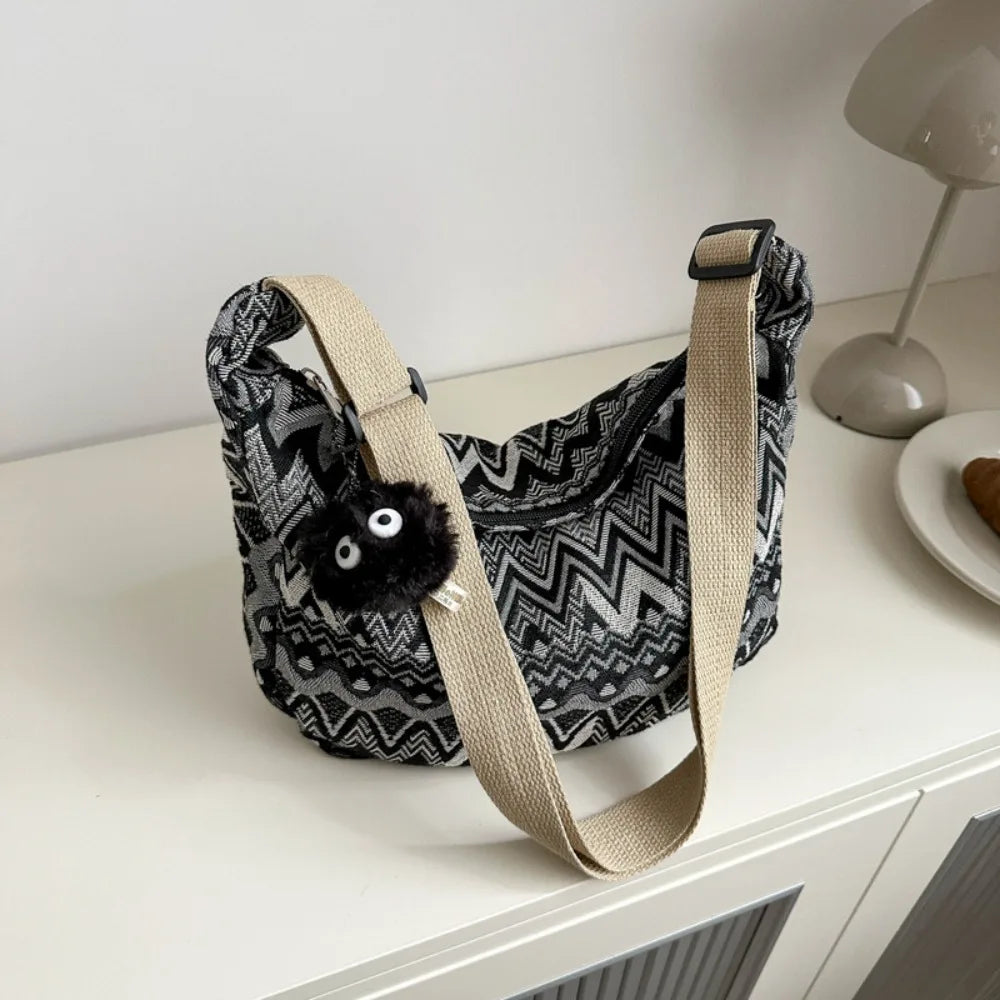 Thailand Ethnic Style Shoulder Bag Saddle Bag Large Capacity Messenger Bag Dumpling Bag Casual Commuting Bag Tote Bag