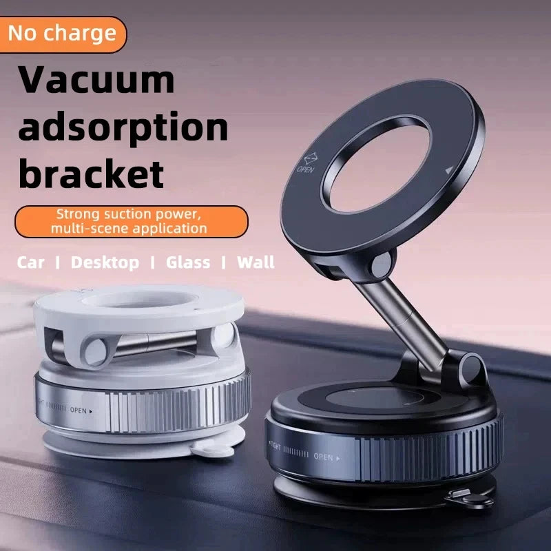 Rotating Folding Magnetic Phone Holder Vacuum Suction Mag Stand for Car Navigation Gym Kitchen - Universal GPS Streaming Bracket