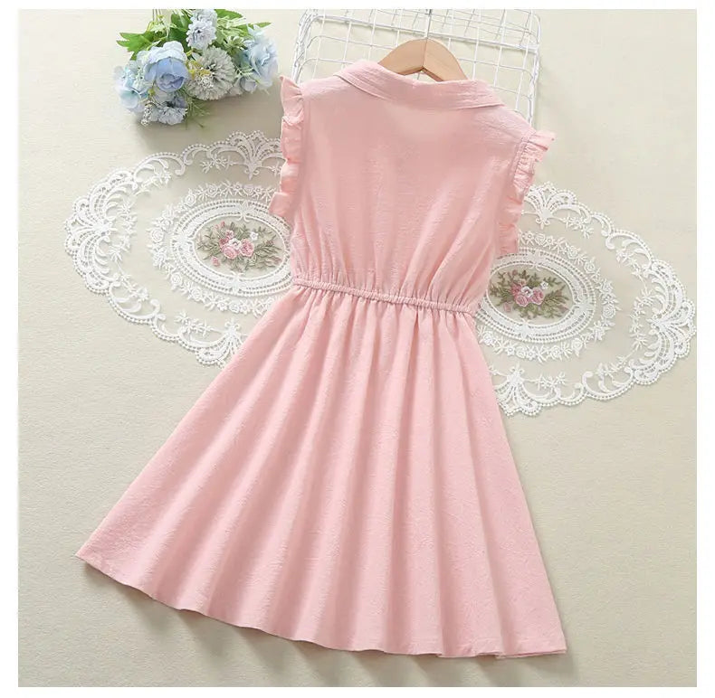 2023 new teenager spring Summer Kids girls Fold Dresses Formal Princess Children braces maid skirt 4 5 6 7 8 10 11 12 13 Years