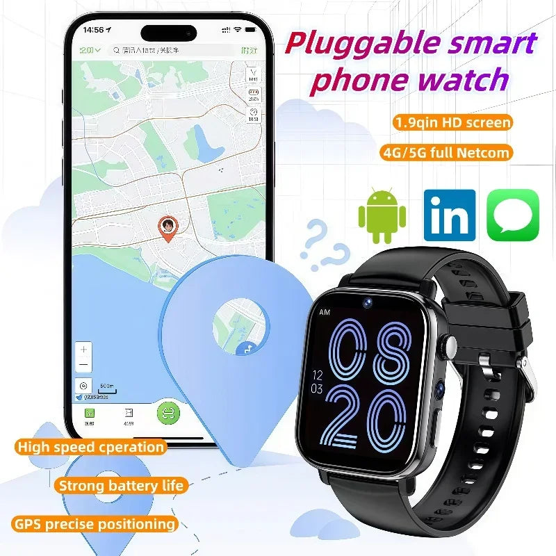 New Smart Watch with Full Touch HD Display, Built-in GPS & WiFi, Support SIM Card, Life Waterproof