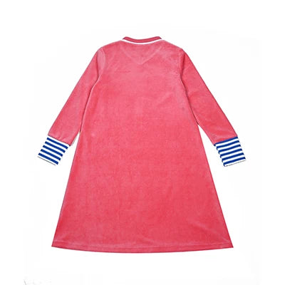 Children's Pajamas Family Matching Blue and Pink Set Girls Dress baby Boy and Girls Romper Autumn Winter Clothes Stripes Trims