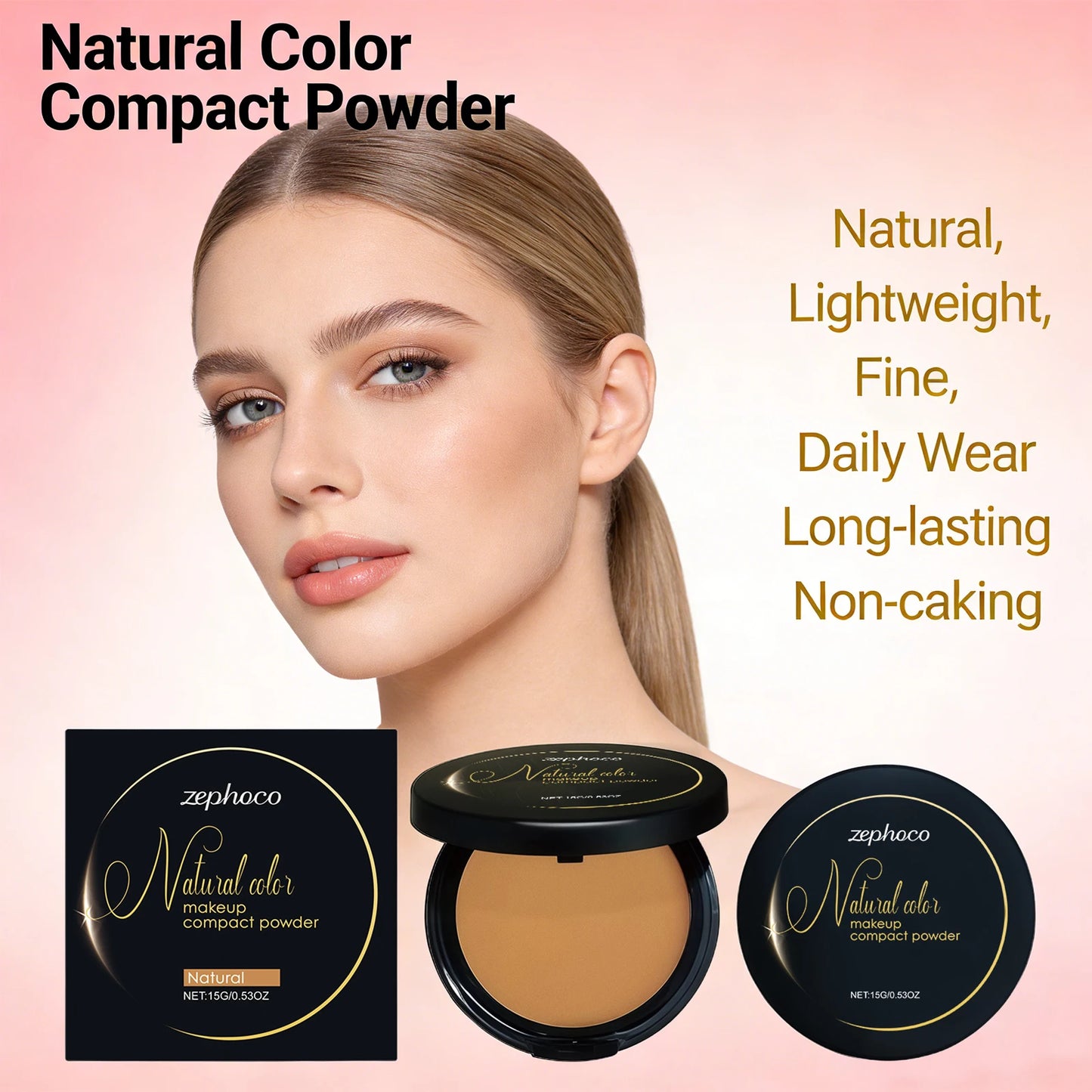 Oil Control Pressed Powder Matte Setting Long Lasting Three-Color Foundation Powder Dark Skin Natural Makeup Compact Powder