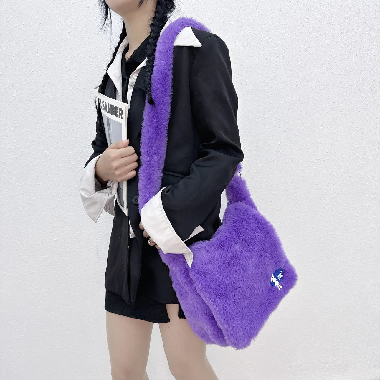 Ins Plush Women Messenger Bag Vintage Ladies Shoulder Crossbody Bags Large Capacity Students Girls Furry Tote Purse Handbags