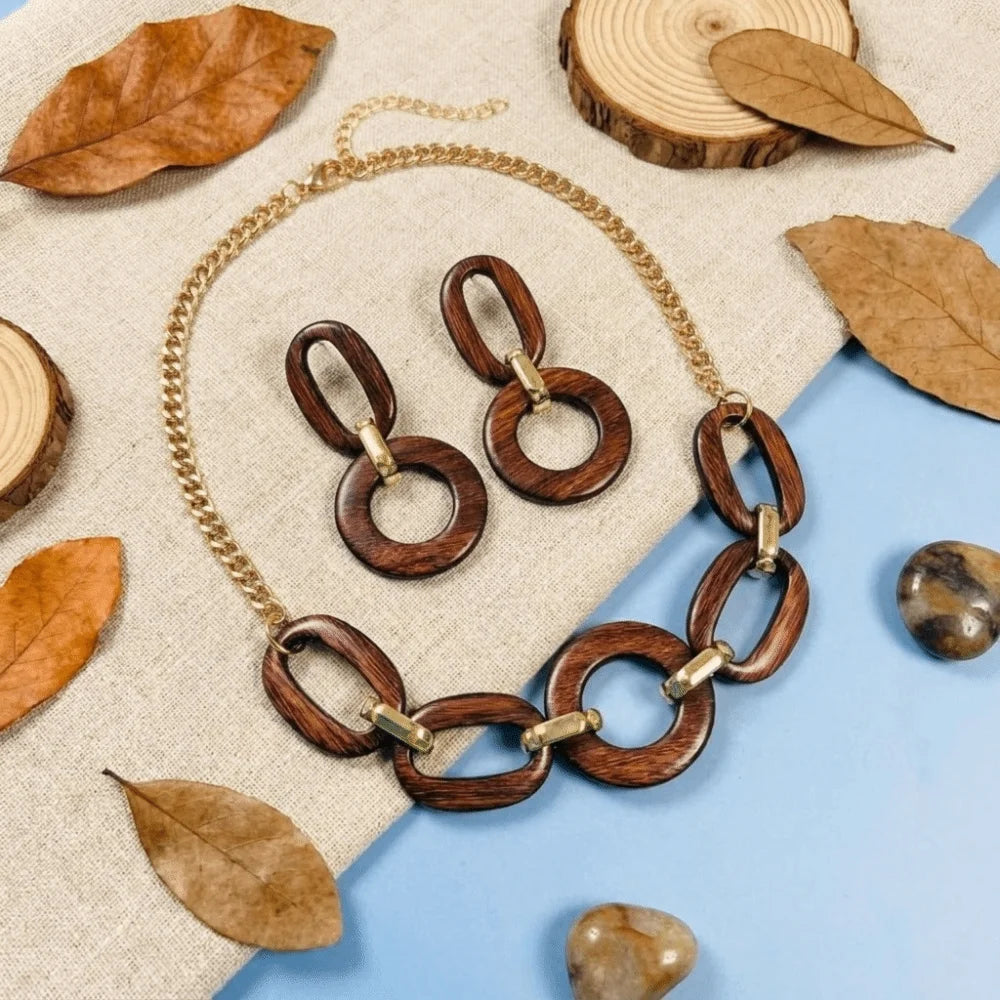 Geometric Acrylic Jewelry Set Oval Link Round Design Choker Earrings Set Lightweight Exaggerated Necklace Set Club Outing