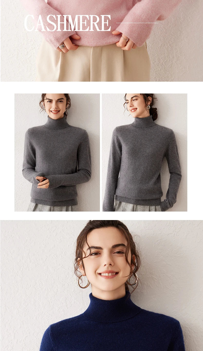 Ladies Sweater Cashmere Sweater Women Wool Turtleneck Knitwears 100% Cashmere Tops Long Sleeve Pullovers Jumpers Female Clothing
