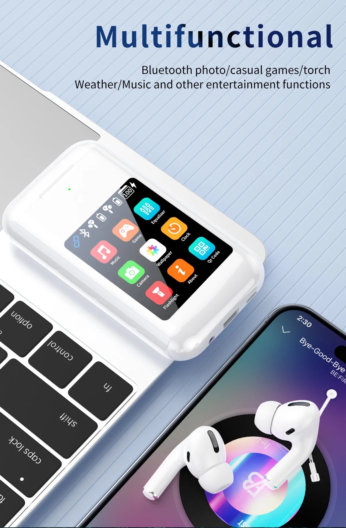 In Ear Style Headphone Large Screen Touch Earphone Large Battery Multiple Function Flashlight Phone Charge Headphone Music Game