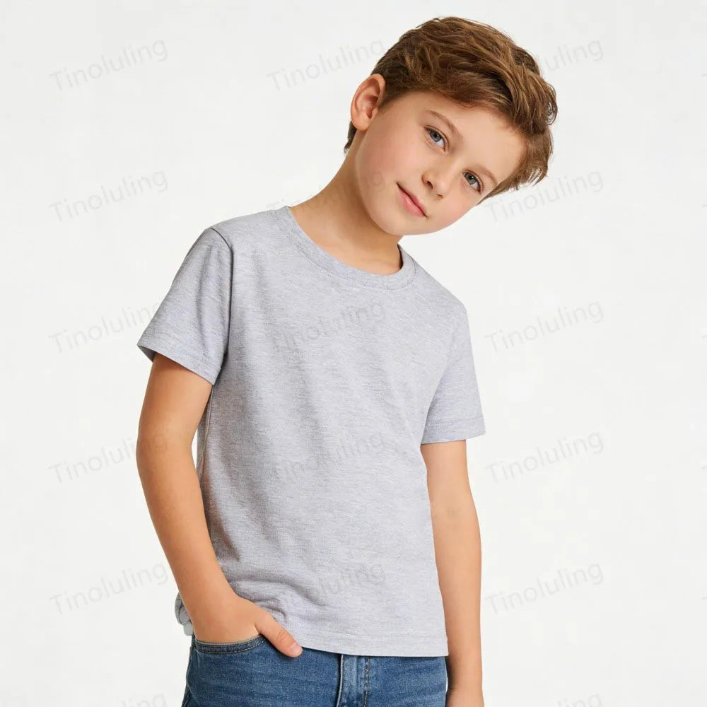 1 to 14 Years Boys Tshirt Plain Cotton Teenage Girls T Shirts Basic White Black Tees Korea Short Sleeve Summer Children Clothing