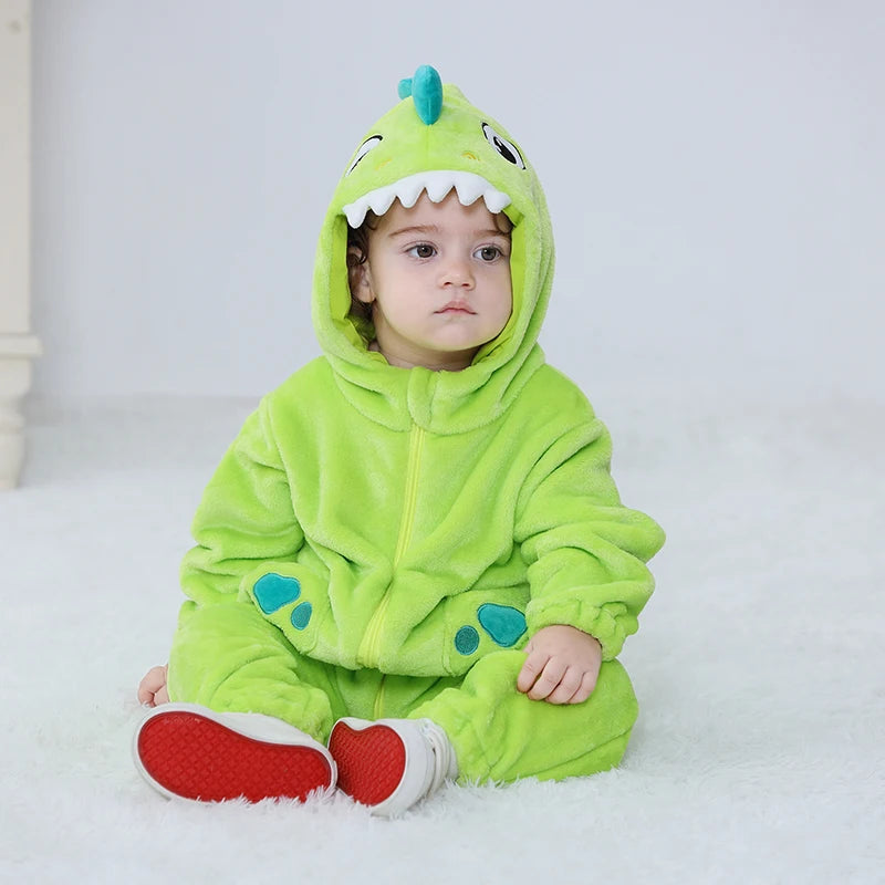 Sully Kigurumis Baby Girls Clothes Romper Winter Soft Warm Infant Boys  Bodysuit Cosplay Pika Hooded Zipper Jumpsuits