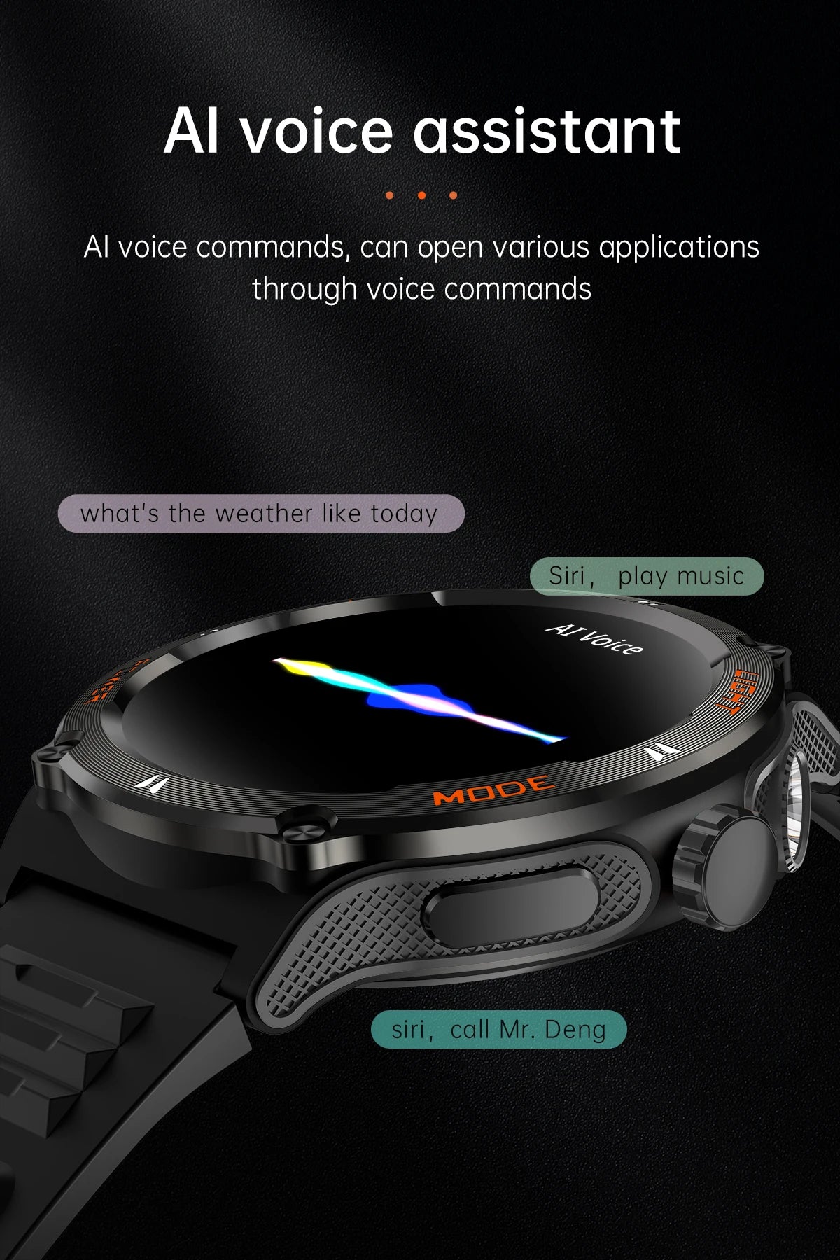 High End Military Smart Watch Men 2024 3ATM Waterproof LED Flashlight Original Design Sports Watches With Compass 500mAh Battery