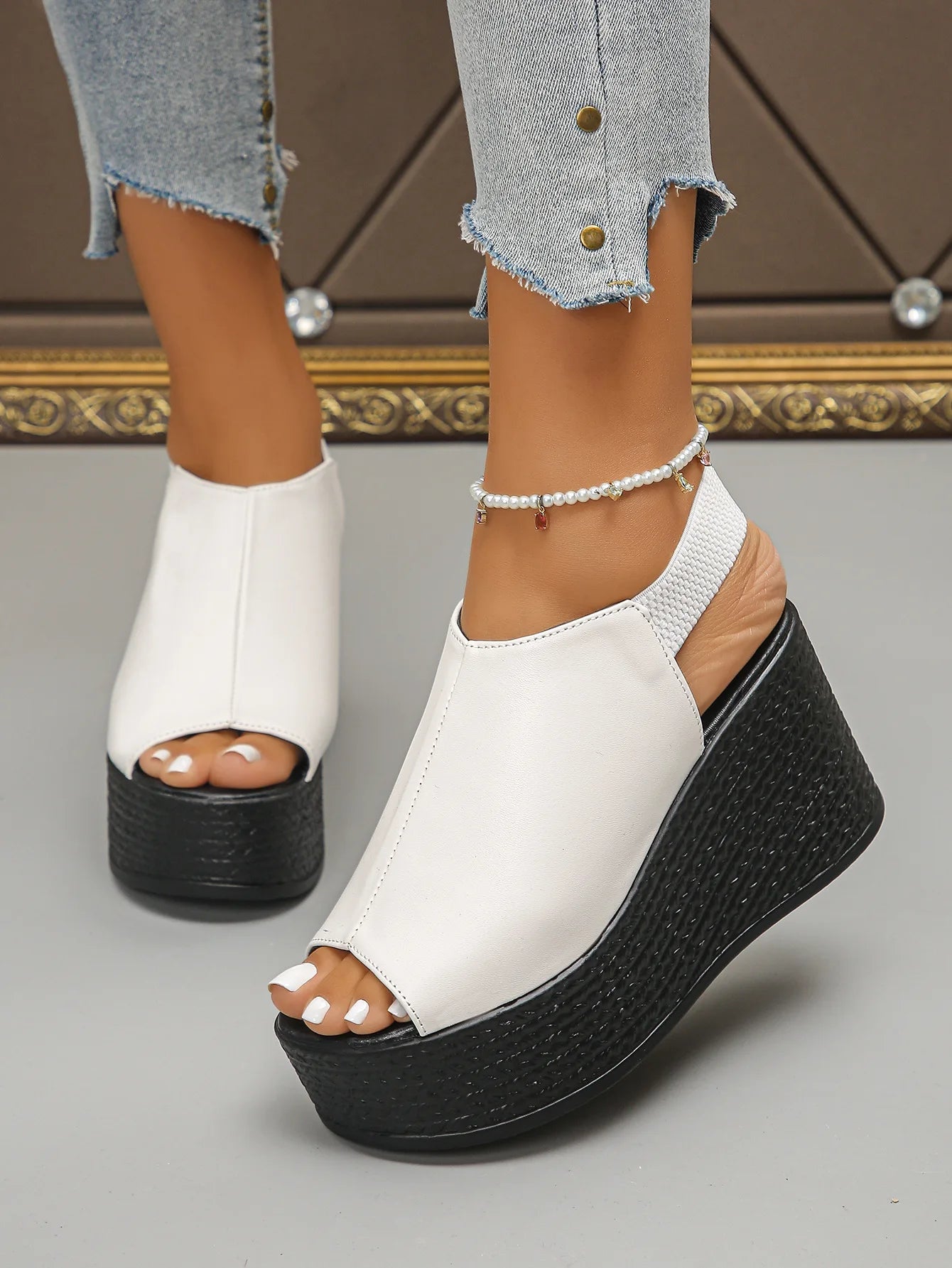 Women Sandals High Quality Summer Leather Wedge Sandals Women  New Platform High Heels Shoes Sexy Open Toe Elegant Sandals