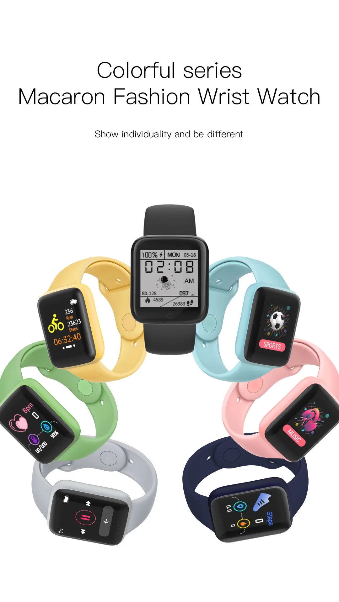 Smart Watches for Men Children Smartwatch for Girls Boys Men Women Sport Heart Rate Blood Pressure Bracelet Kids Watch for 8-18