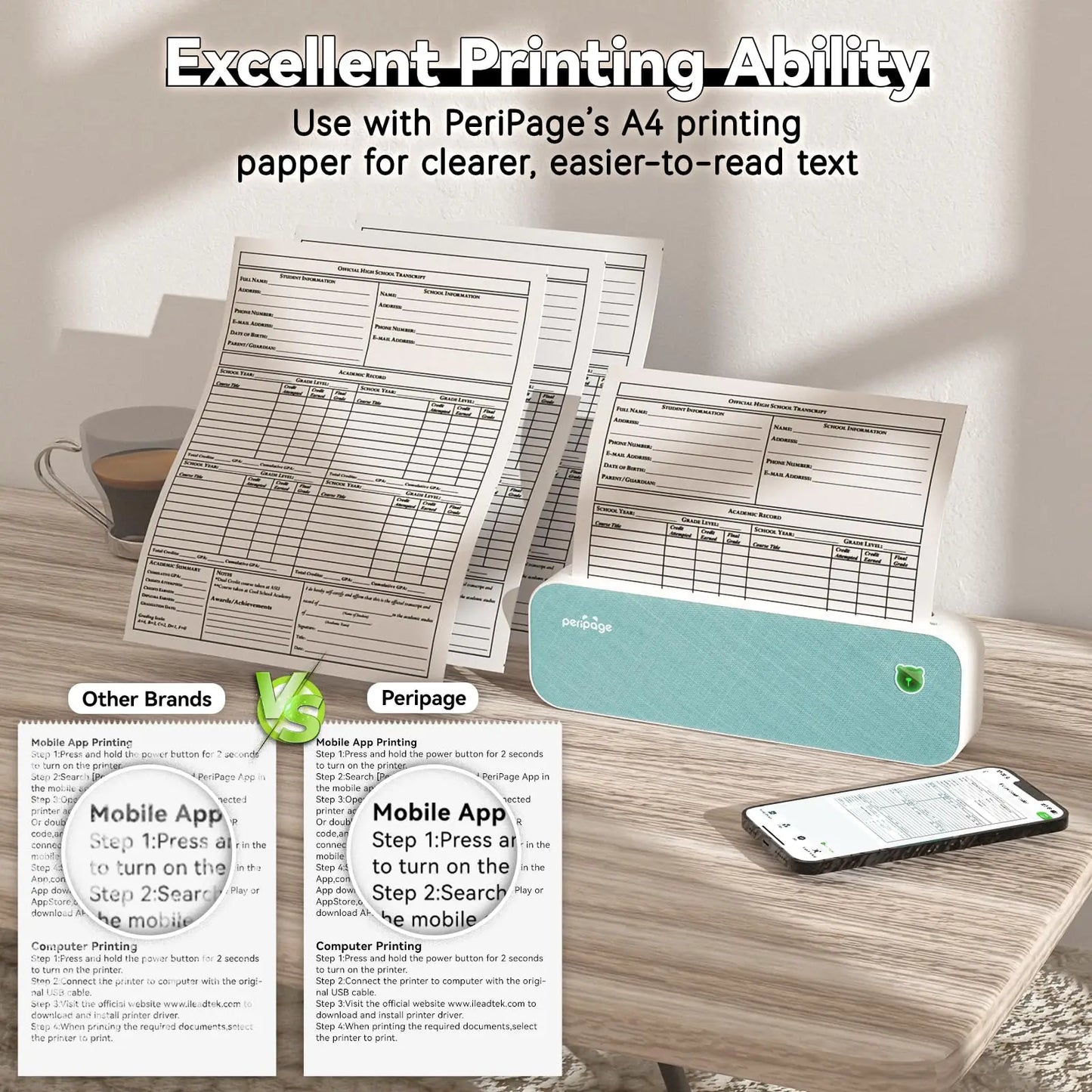 A40 203dpi 304dpi Bluetooth Thermal Printer Machine Maker A4 PDF World Offical Printing