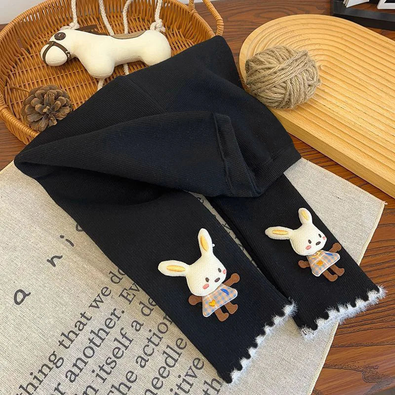 Girls' Fleece-lined Leggings for Autumn and Winter Thickened One-piece Fleece Pants for Kids Stylish Warm Pants for Baby