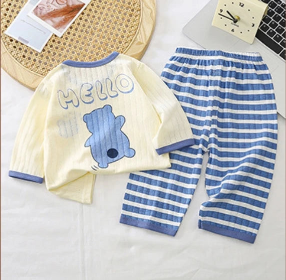 Baby Pajamas Sets Cotton Summer Child Pajamas Toddler Long Sleeve Boys Girls Nightwear Pyjamas Kids Cartoon Homewear Clothes