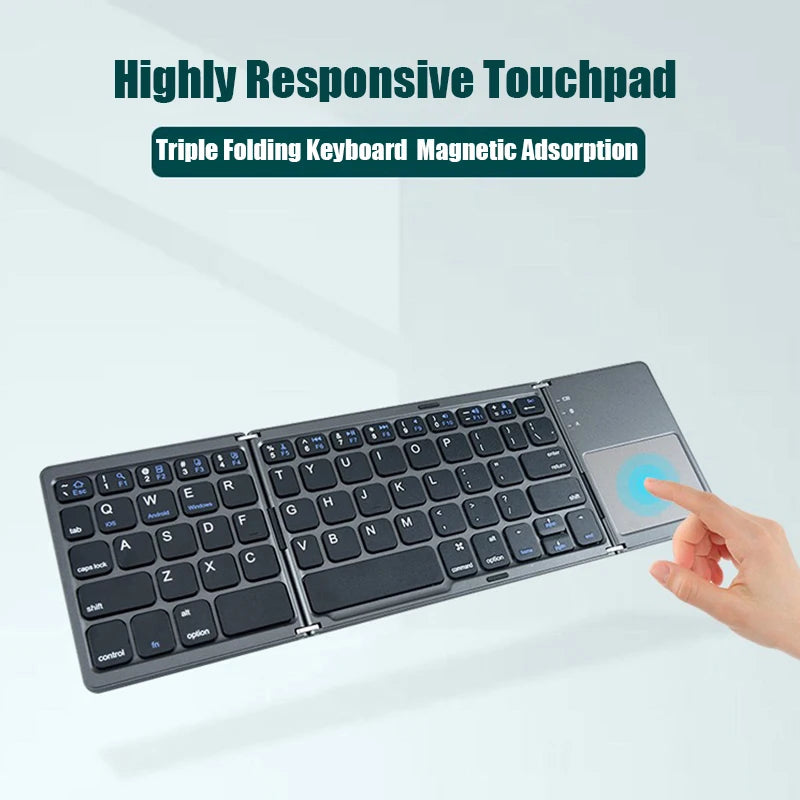 Wireless Folding Keyboard Bluetooth Keyboard With Touchpad For IOS Android Windows iPad Tablet Phone Rechargeable Mini keyboard