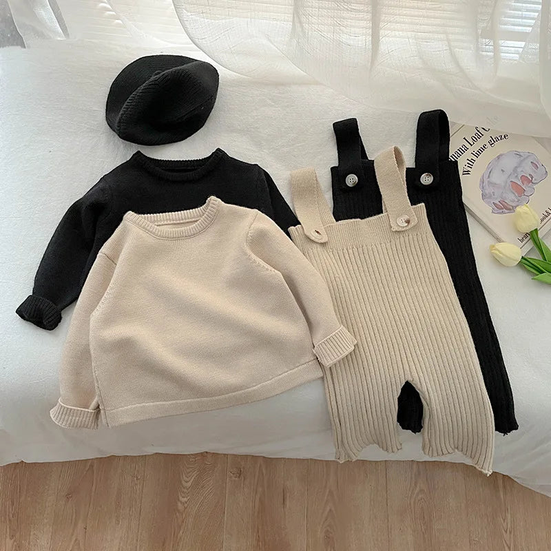 Mono de punto sin mangas para bebé, mono liso para recién nacido, Pelele de algodón infantil, ropa tejida para niño y niña, novedad de otoño