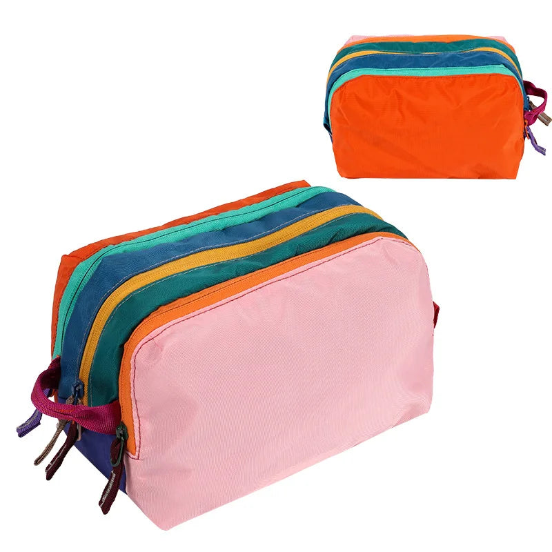 Multi-Compartment Toiletry Bag Suitable Dopamine Color Travel Organizer Layered Storage Compartments Makeup Brush Storage Bag