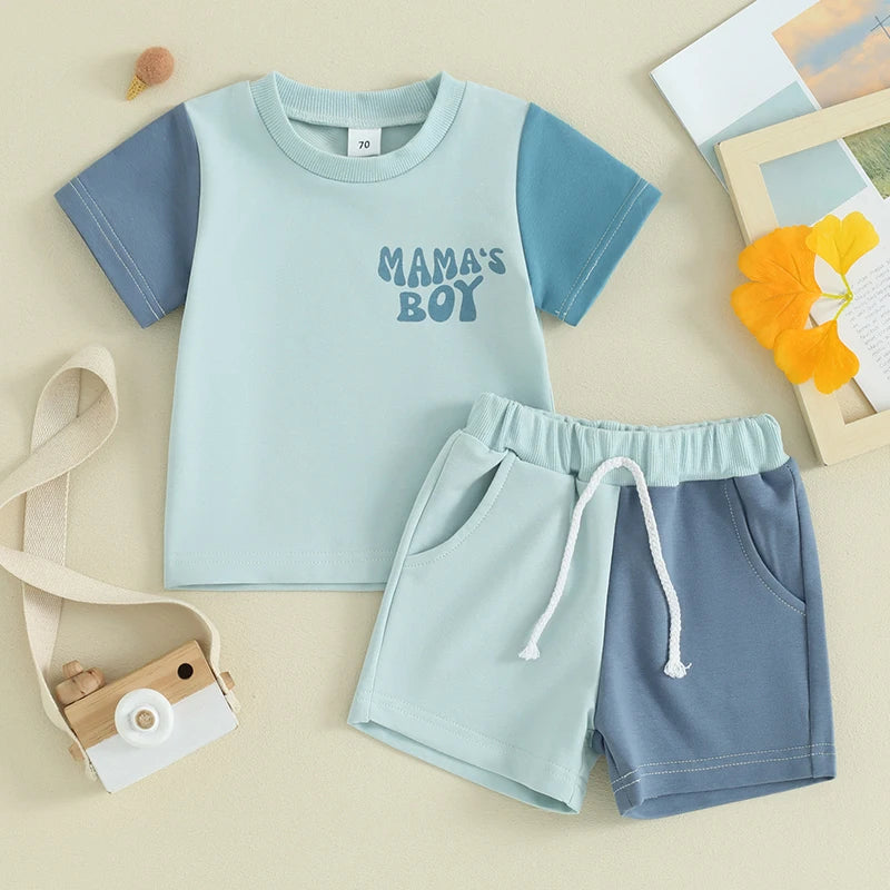 Lioraitiin 0-3Y Toddler Baby Boys Girls Summer Outfits Short Sleeve Contrast Color Tops and Pocket Shorts ClothesSet