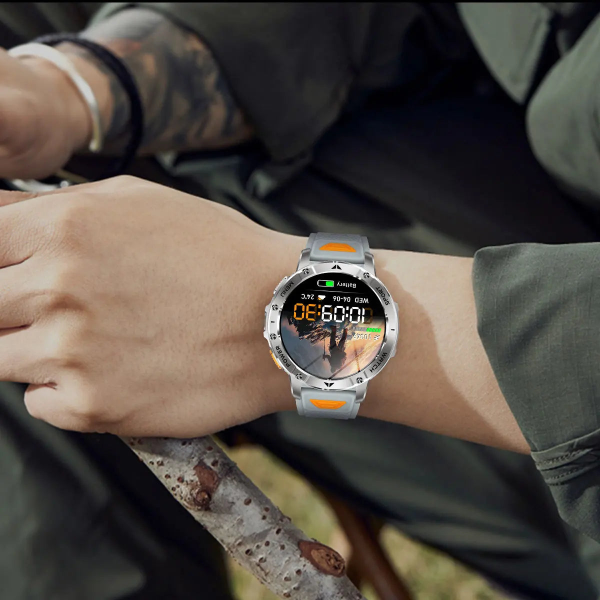 Smart Watch 1400mAh Battery 1.7'' IPS Screen 120+ Sports SOS Strobe Alarm IPX8 Waterproof LED Light BT Call Men Women Xmas Gift