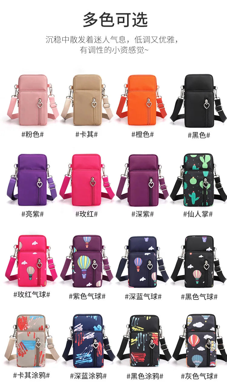 Waterproof Nylon Mobile Phone Versatile Mini Bag Purses Women's Shoulder Cross Body Messenger Bag