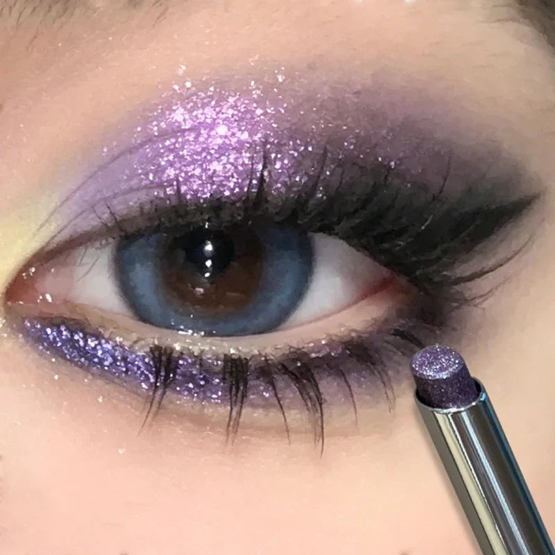 Punk Purple Metallic Eyeshadow Stick Waterproof Lasting Pearlescent Glitter Eye Shadow Highlight Eyeshadow Fine Shiny Eye Makeup