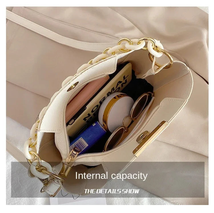 Women's Leather Fashion Senior Small Fresh Chain Bucket Bag Shoulder Crossbody Handbag Tote Bags for Women Bolsos Para Mujer