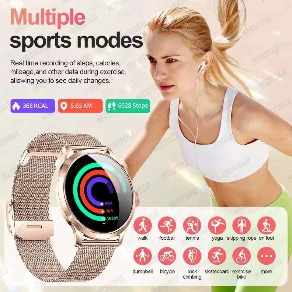 2026New Smart Watch 1.32”AMOLED Ultra-thin Display 100+Sports modes Blood Pressure Waterproof Bluetooth call Bracelet Women Gift