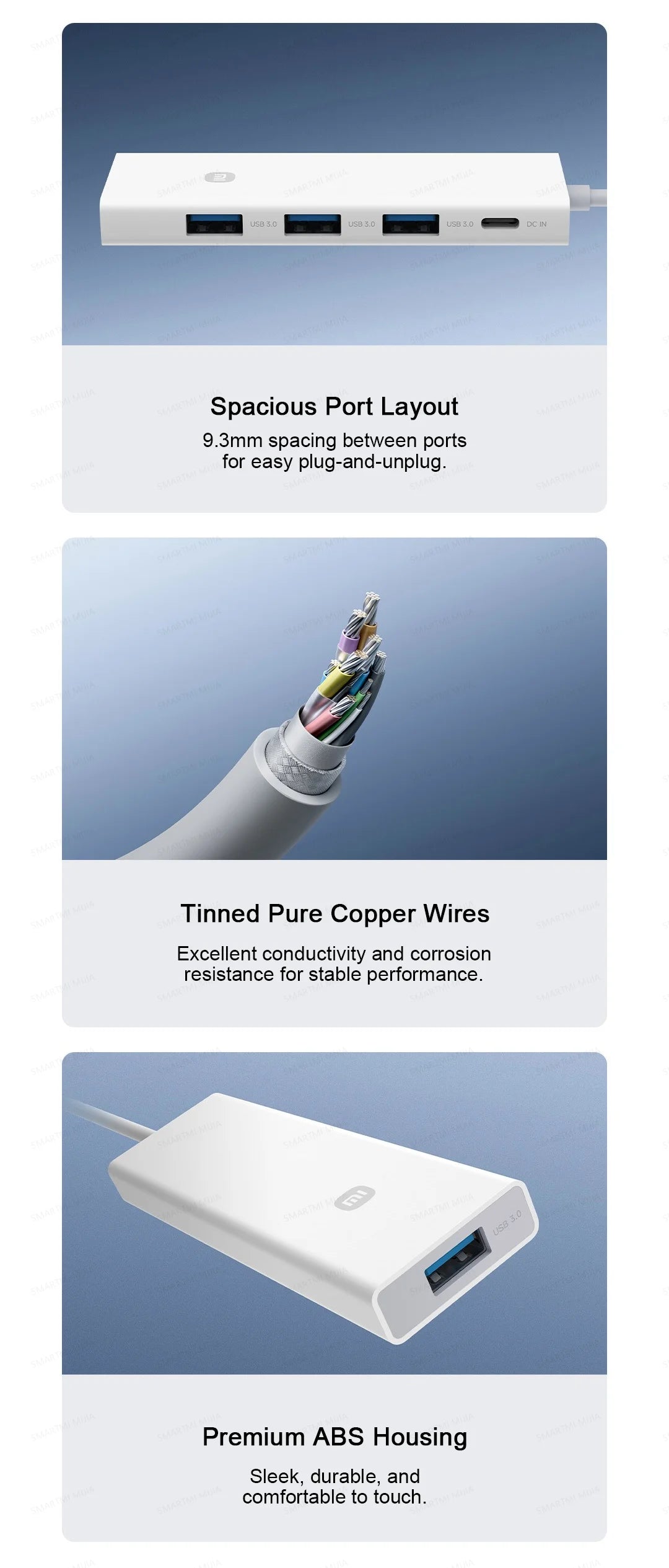 XIAOMI Four-in-one Dual-head Wire Splitter，USB Hub，4 High - Speed USB 3.0 Interface，USB Type - C And USB - A Two-in-one