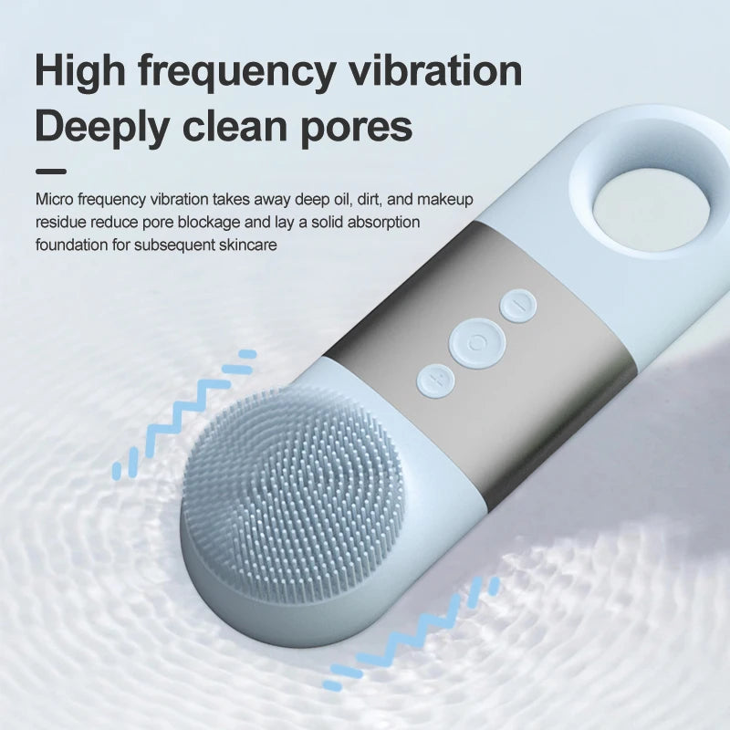 New Silicone Electric Massage Cleanser Face Washer Skin Face Makeup Remover Rechargeable Face Brush Face Exfoliating Tool