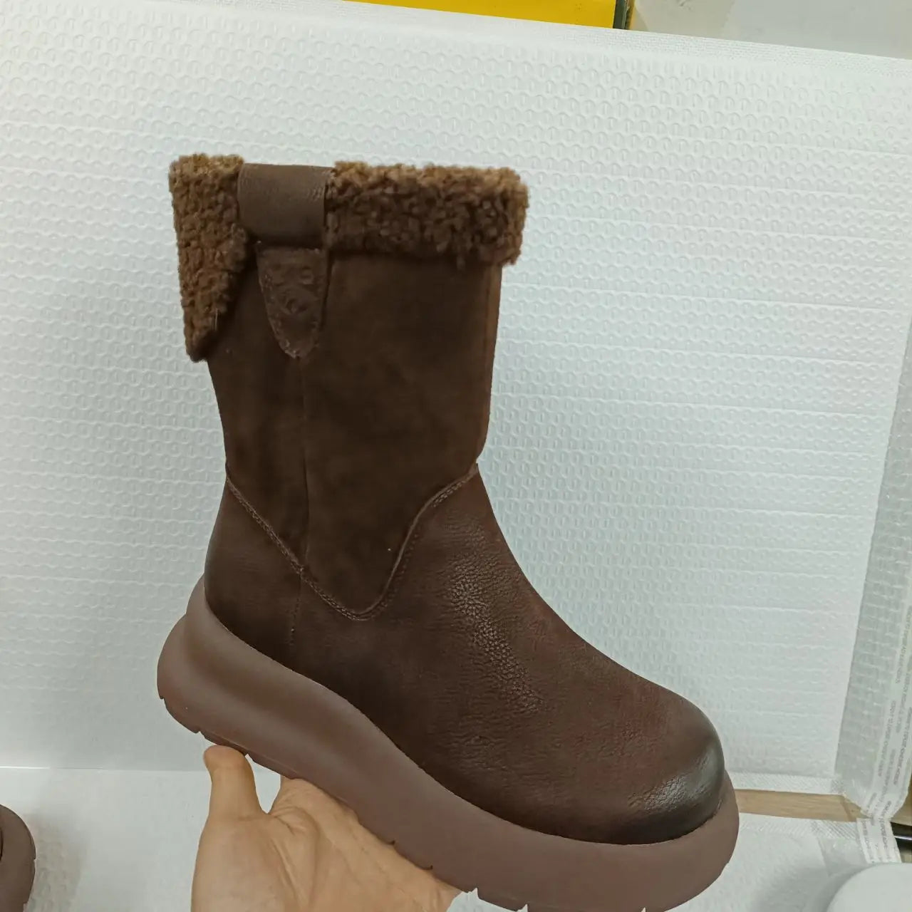Koznoy 5cm Natural Genuine Leather Chunky Cow Spring Rubber Ankle Boots Soft Soled Winter Plush Flats Booties Autumn Women Shoes