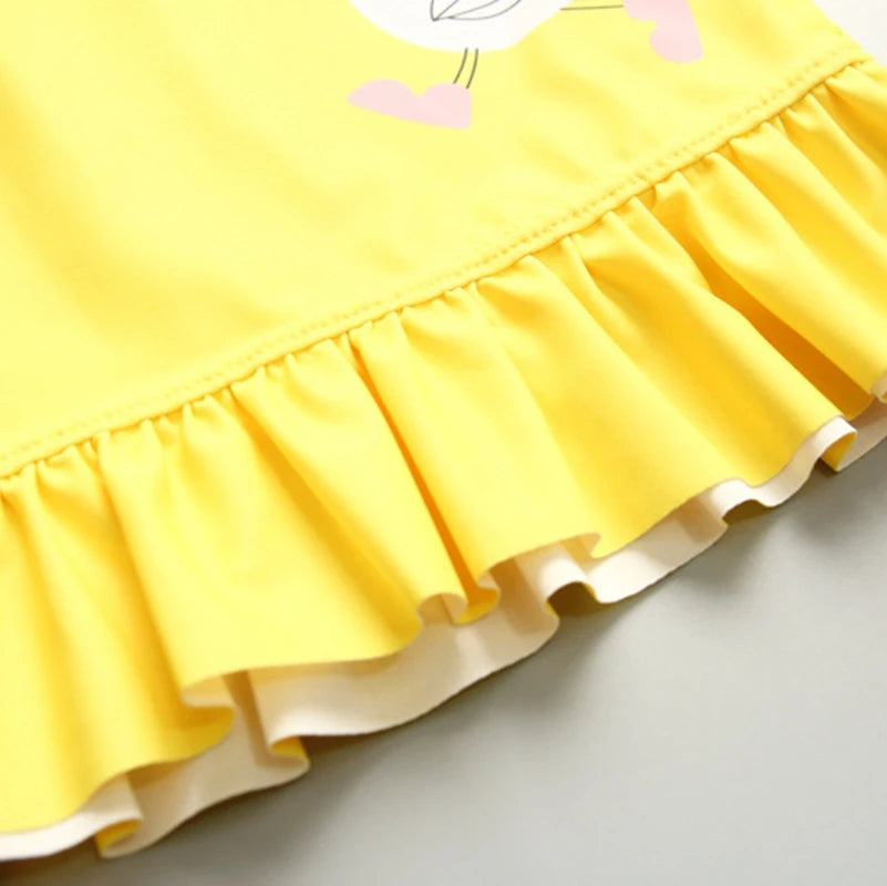 Baby Girl Swimwear Yellow Swimsuit for Girls UPF50 Sunscreen Children Swimming Suit Long Sleeve Infant Toddler Bathing Suit Kids