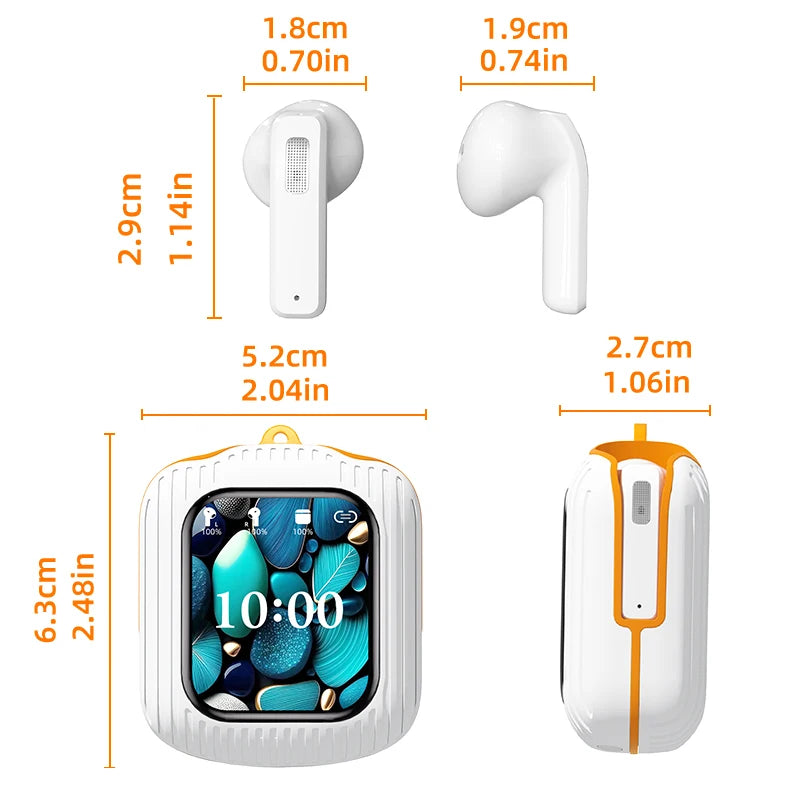 New Smart Touch Screen Display Wireless Earphones With APP Control  TF Card MP3 Local Music Mode ENC Noise Cancellation Earbuds