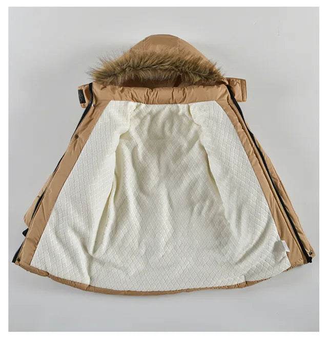 Winter Boys Girls Coat Keep Warm Kids Jacket Hooded Zipper Fur Collar snow suit Outerwear Children's Clothing 4 to 8 10 Years