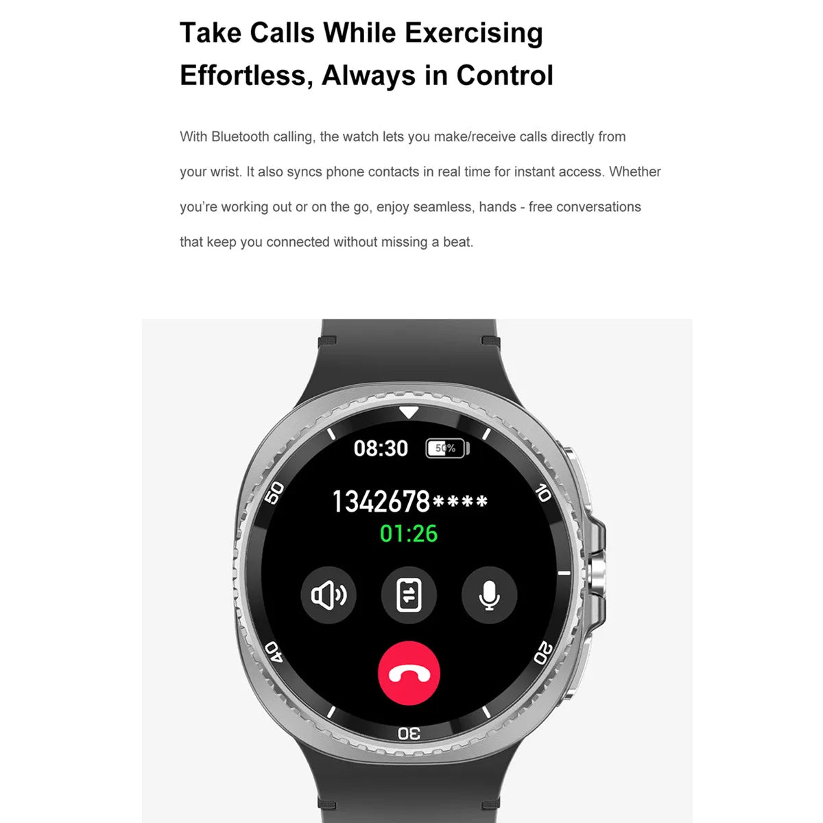 Smart Watch Man with Rotating Bezel AI Voice Assistant Receive Call 3ATM Waterproof Remote Music 1.43inch HD Screen Wristwatch