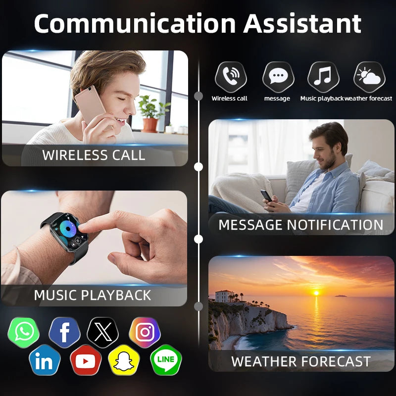 LIGE Women Smart Watch 2.01" IP68 Waterproof Outdoor Sports Tracker LED Flashlight Bluetooth Call Men Smartwatch For Android iOS