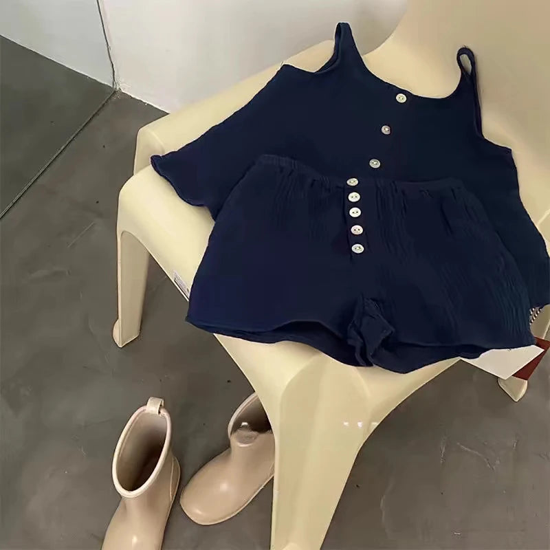 Girl Set Summer Thin Top and Shorts  New Girl Summer Outfit Gentle Temperament Two-piece Set Toddler Girl Clothes