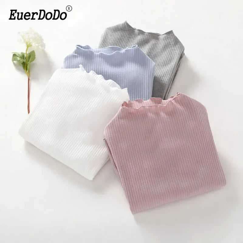 Baby Girls Shirts Long Sleeved Tops Toddler Kids Cotton Undershirt Children's Thermal Underwear  Kids Turtleneck Bottoming