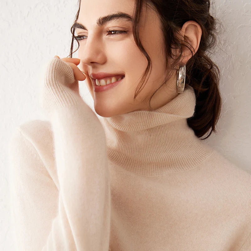Ladies Sweater Cashmere Sweater Women Wool Turtleneck Knitwears 100% Cashmere Tops Long Sleeve Pullovers Jumpers Female Clothing