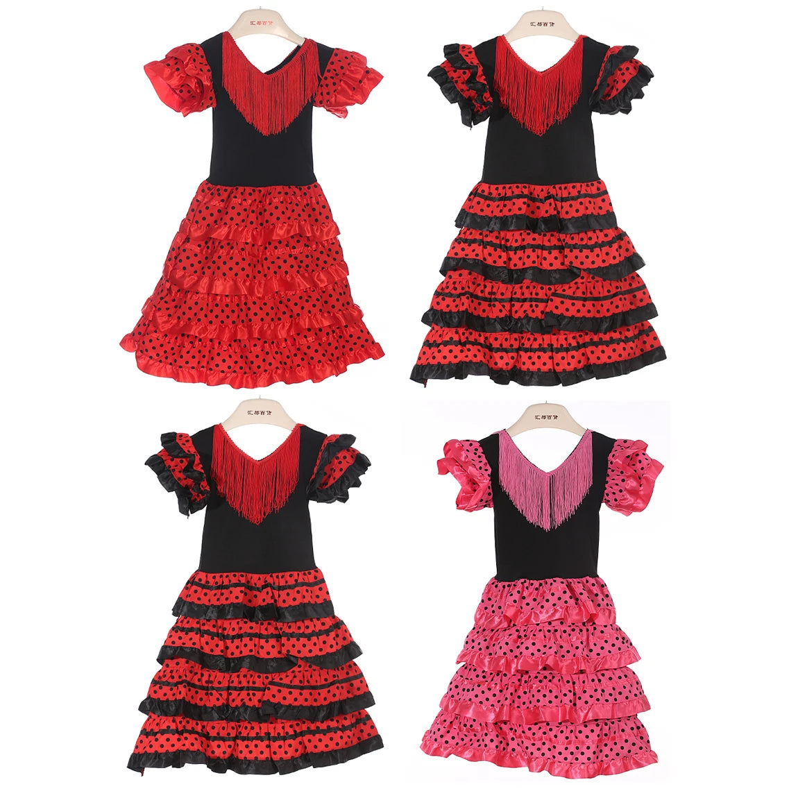 Girls Dress Beautiful Spanish Flamenco Dancer Costume Childrens April Sevilla Performances Dance Outfit